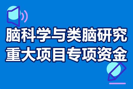 脑科学与类脑研究重大项目专项资金申报指南