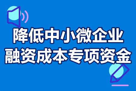 降低中小微企业融资成本专项资金 降低中小微企业融资成本专项资金